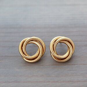 Interlocking Rings Style Stud Earrings 18k Gold Plated Stainless Steel